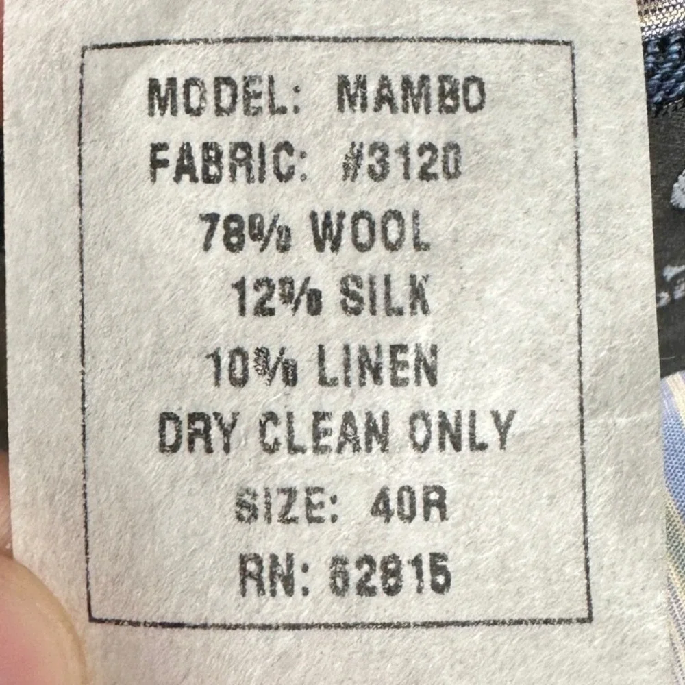 Ibiza Blazer Mens 40R Mambo Blue Wool Silk Linen Herringbone Sport Coat Formal